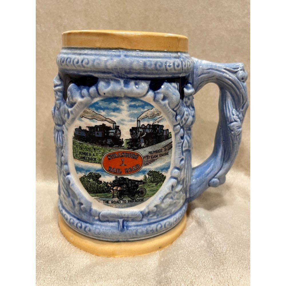 Vintage Strasburg Rail Road Steam Engine Ceramic Beer Stein